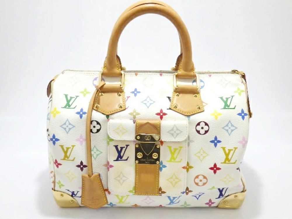 LOUIS VUITTON Speedy Handbag Multicolor Blanc White
